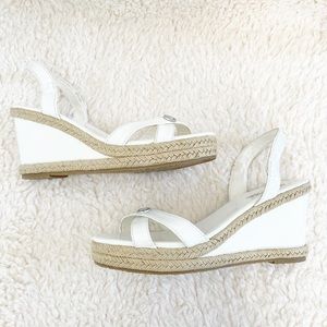 Michael Kors white patent leather wedges